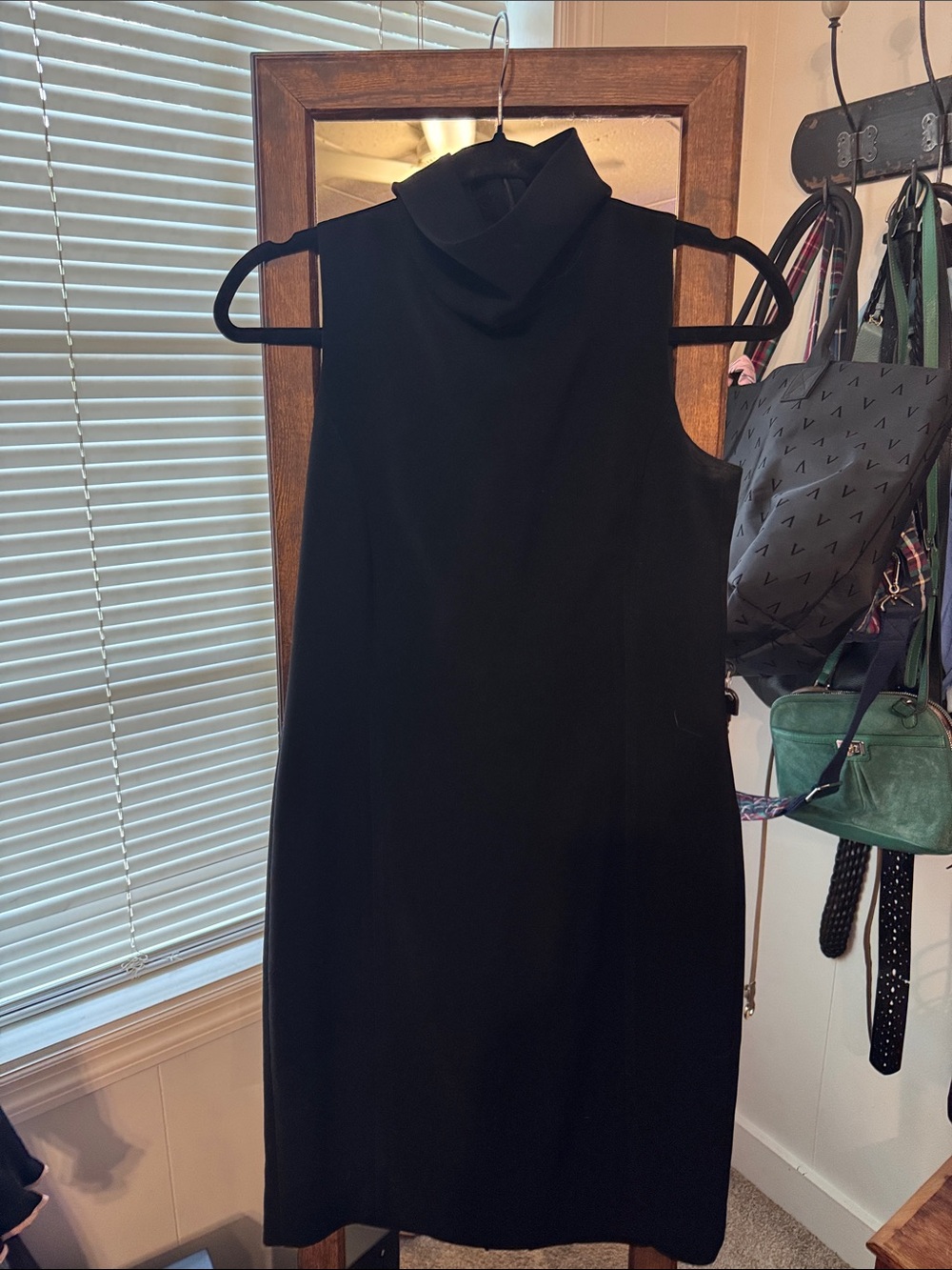LOFT Black Sleeveless Mock Neck Mini Dress, Sz 4